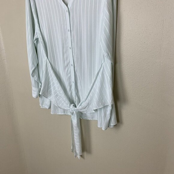 Lane Bryant Womens Top 22 24 Long Sleeve Wrap Tie Green Rayon Stripe NEW Shirt - Picture 4 of 16